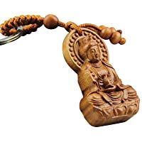 AMOYER Tallado en Madera Budismo Chino Guan Yin Buda Kwan Clave Estatua de Cadena Pendiente Colgante del Bolso de…